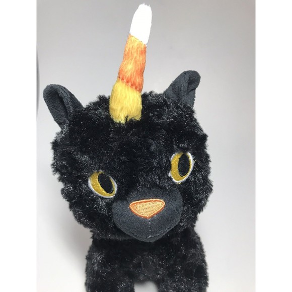 Black Cat HALLMARK Halloween CATICORN 10” Plush Stuffed Animal Candy Corn - Picture 7 of 9